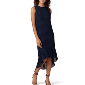 Club Monaco High Low Pleated Dress, Navy, Size 2